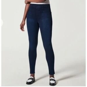 SPANX Dark Wash Jeanish Denim Ankle Jeggings Pants Womens M Medium